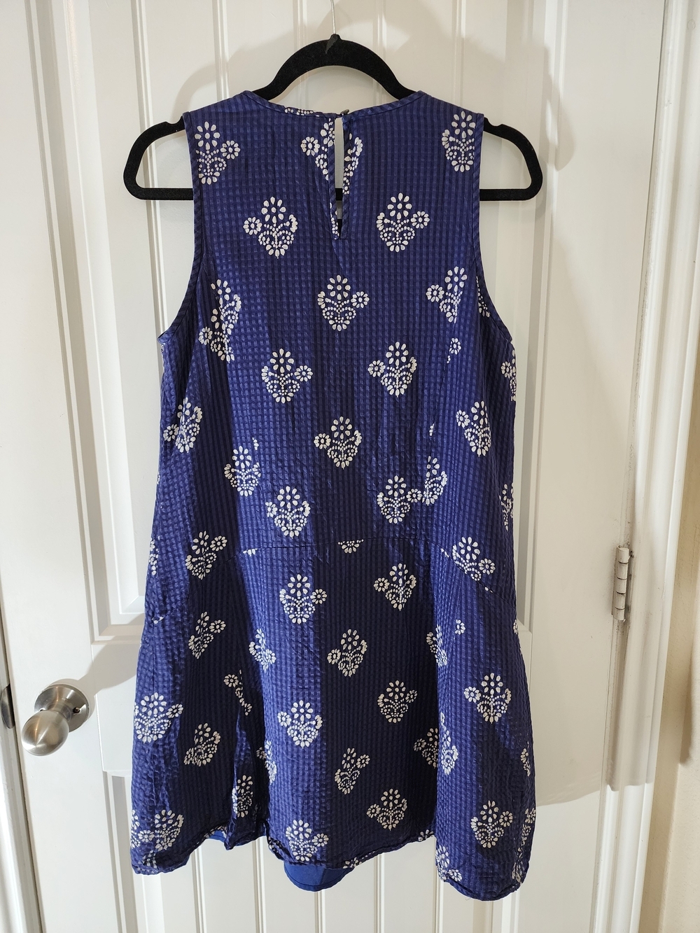 Madewell Skyscape Flower Stamp Shift Dress Blue Silk Cotton Blend Size Small - Picture 4 of 14